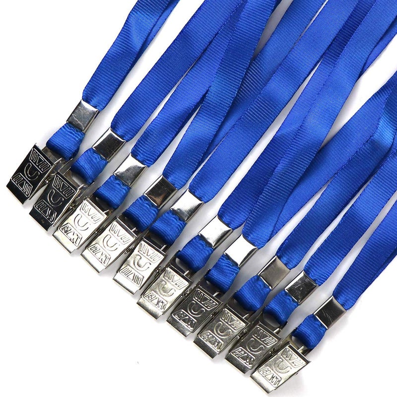 Beebel Blue Lanyards 100 Pack Nylon Flat Badge Lanyard Bulldog Clip for Id Badge Name Tag - Image 5